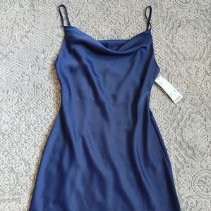 NWT Urban Outfitters Navy Satin Mini Dress
